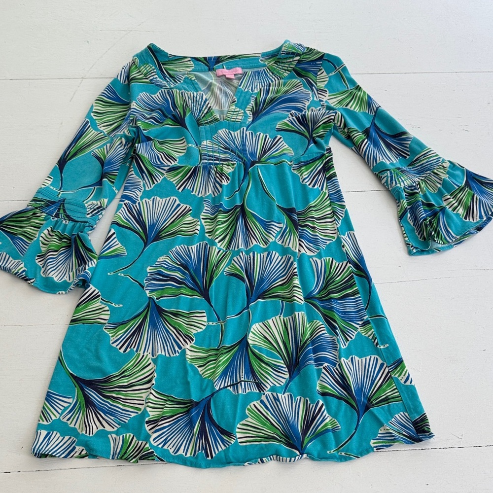 Lilly Pulitzer Blue and Green Floral Kids Dress